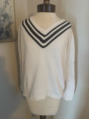 Talbots Cream Sweater with Black Trim